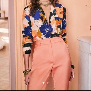 Sezane Peach Gustavo Trousers sz 40 US 8 Satin Like